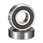 HiPicco 6000-2RS Deep Groove Ball Bearings, ID 10mm x OD 26mm x Width 8mm Double Rubber Sealed Ball Bearing Pre-Lubricated Chrome Steel Z2 Lever 2pcs