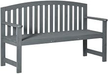 Outsunny 4.7Ft Garden Bench, 2 Seater Outdoor Patio Seat with Slatted Design for Park, Yard, Indoor, Grey