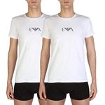 Emporio Armani Men's 2-pack T-shirt Essential Monogram T Shirt, White - Blanc (Bianco), L UK