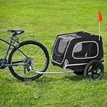 soges Dog Bike Trailer, Portable Pet Trailer Wagon Cart Travel Carrier Attachment, Dogs Cart with Back Entrance, Storage Bag, Black, 30HRFQPT02-BL-Pro-CA