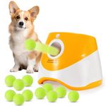 SARIEN Automatic Dog Ball Launcher - Dog Fetch Machine for Small Sized Dogs,3 Launch Distances, Ball Launcher for Dogs with 12 Balls, Dual Power Supply, Ball Thrower for Dogs (Orange Dog Launcher)