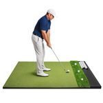 Golf Hitting Mat with Ball Tray - 5x4ft 6x4ft Dual-Turf Practice Mat for Indoor & Outdoor Use Golf Training Mat with Rubber Tee Holes, Suitable for Swing Driving & Chipping 5x4ft - 31mm