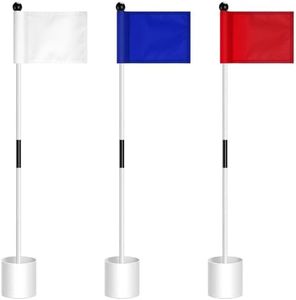 Hungdao 3 Set Golf Flagsticks Flags with Cups Practice Putting Green Flag Golf Pole Pin Flagpole Golf Hole Cup Nylon Golf Flags Portable Mini Golf Flag Sticks 2 Section for Yard Golf Course (Classic)