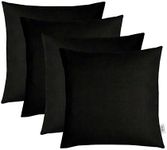 RSH DECOR: Sunbrella Square Throw Pillows Set of 4 | 24" x 24" | Water and Fade-Resistant Performance Fabric | Outdoor Floor & Back Pillows for Patio Furniture | Canvas Black