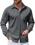 COOFANDY Mens Long Sleeve Button Down Shirt Wrinkle Free Untucked Dress Shirt Casual Shirt Dark Grey