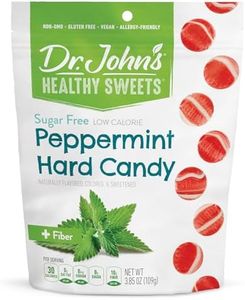 Dr. John’s Sugar Free Candy, Healthy Hard Candy with Zero Sugar, Low Calorie Snacks, Keto Friendly, Vegan, Gluten Free, Peppermint, 24 Count, 3.85 OZ
