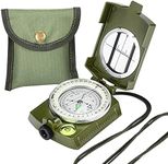 Military Lensatic Sighting Compass Survival with Carrying Bag, Compass for Hiking,Waterproof and Shakeproof, Army Green