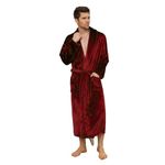 U2SKIIN Mens Fleece Robe Plush Collar Shawl Bathrobe(Dark Red,L/XL)