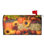 Fall Mailbox Covers Magnetic Large Oversized 25.5 X 21 Sunflower Pumpkin Maple Leaf Mailbox Cover Autumn Thanksgiving Decorations Mailbox Wrap Post Letter Box Covers Decor for Outdoor Home Garden