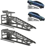 Hydraulic Car Ramps 5T 11000lbs, 2 Pack Heavy Duty Steel Car Ramps Lift Height 11.61"-16.21", Low Profile Car Lift Service Ramps Truck Trailer Garage