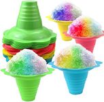 Newbested 50 Pack 8 OZ Colorful Flower Shaped Snow Cone Cups,Small Plastic Shaved Ice Drip Cups Snack Ice Cream Bowls for Kids Party Summer Cookout Commercial Food Service