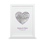 Personalised heart map print | Special location gift (A4-30x21cm, Print & Standard Frame)