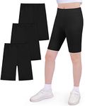 JOCMIC Girls Cycling Shorts Cotton Breathable and Safety Shorts for Girls Summer Shorts Sports Gym Dance 3 Pack Black, 10-12 Years, Tag 160