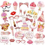 BEZANU Props Decoration Accessories, 33 PCS Birthday Party Photo Props for Girl Women Birthday Party Supplies (Rose Gold)