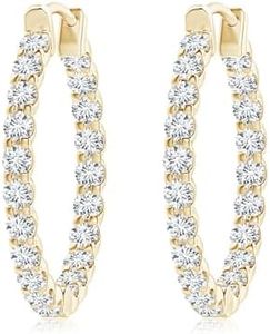 ANGARA Lab Grown Diamond Earrings for Women | 4.41 ct Round Lab Diamond Hoop Earrings in Yellow Gold | April Birthday, Anniversary, Gemstone Jewelry Gift | FGVS | 3mm