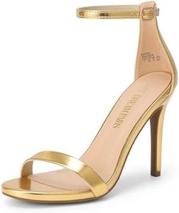 DREAM PAIRS Women's High Heels Flower Ankle Strap Stilettos Round Open Toe Dressy Sexy Sandals,Size 9.5,Gold-Metallic,KARRIE