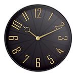 Westclox 12" Modern Dial with Raised Numbers Wall Clock for Living Room, Home Office and Bedroom (Black)