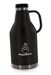 HopsBrew 2L INSULATED STEEL BEER GROWLER (Black)