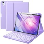Vobafe Case with Keyboard for iPad Air 11 Inch 2024 M2 /Air 5th/Air 4th Generation Case with Keyboard, 7 Color Backlight, Wireless Detachable Keyboard with Pencil Holder, UK Layout, Lavender