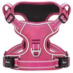 HEELE Dog Harness for Large Dogs No Pull Dog Vest Harness for Large Dog with Soft Padded Handle Reflective for Outdoor Training, Rose Matching Trim, L