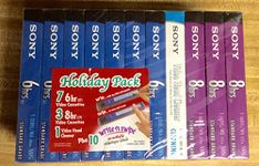 SONY VHS Holiday 10 Pack + Video Head Cleaner BLANK MEDIA Cassette Tapes