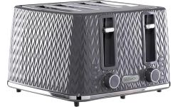 Daewoo Argyle Collection, Toaster 4 Slice With Defrost, Reheat And Browning Control To Use At Your Convenience, While The Removable Crumb Tray Makes Cleaning Quick, Grey