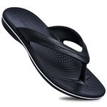 PARAGON Men's Lightweight, Waterproof Black Flip Flops | Comfortable Slippers with Durable Anti-Skid Sole, Cushioned Footbed & Sturdy Build for Outdoor Use