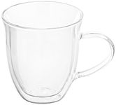 BonJour Coffee Insulated Borosilicate Glass Latte Cups, 2-Piece Set, 12-Ounces Each