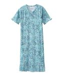 Silvert's Adaptive Clothing & Footwear Women's Open Back Ruffle Hospital & Home Care Gown - Turquoise Paisley 3XL