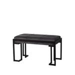 La Maison Plush Velvet Hallway Living Room Upholstered Bench Cushioned Padded Stool Pouffe Bed End Seat Metal Frame (Charcoal Grey)