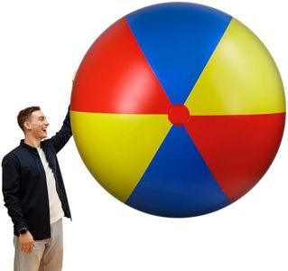 Glimin 5 Feet Giant Inflatable Beach Ball Jumbo Rainbow Ball Big Beach Ball Extra Large Beach Ball Inflatable Beach Toys for Pool Summer Beach Pool Event Party(Blue, Yellow, Red)