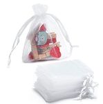 DMS RETAIL Drawstring Organza Bags, Wedding Party Favor Gift Pouch, Chocolate Mesh Candy Gift Jewelry Organza Bag, Sachet Bags Small Sheer Organza Pouches - Festival 9X12 CMS 30 PCS (WHITE)