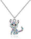 luomart Girls Cat Birthstone Neckla