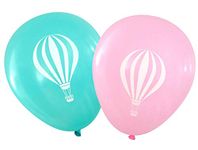 Hot Air Balloon Design Latex Balloons (16 pcs) Carnival/Circus Decor by Nerdy Words (Pink & Aqua)