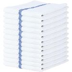 SOFT TEXTILES Kitchen Towels, Pack of 12 Bar Mop Towels -16x19 Inches -100% Cotton White Towels - Super Absorbent Bar Towels, Multi-Purpose for Home, Kitchen and Bar Cleaning (Blue)