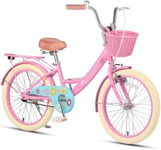 Glerc Maggie Grils Bike, 20 Inch Kids Bicycle for 7-13 Years Old Chlidren, Princess Styles Kids Bikes with Rack & Basket & Kickstand, Pink