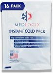 Medlogix Large Instant Cold Packs | Made in USA | Non-Toxic | 16 Pack 6"x9" | Disposable Ice Cold Compress for First Aid, Pain Relief, Swelling, Hot Flashes, Toothaches, Migraines, Insect Bites