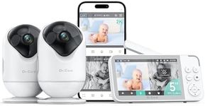 Smart WiFi Baby Monitor with Two Cameras, 5” 1080P HD Split-Screen Display, 2K App Control, Cry & Motion Alerts, Night Vision, 5000mAh Battery, Two-Way Talk, Multi-User Access, 390m/1279ft Range
