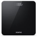 RENPHO Digital Body Weight Bathroom Scale, Highly Accurate Core 1S Scale for Body Weight with Lighted LED Display, Large Rounded Corner Design, 400 lb, Black, 11.02" x 11.02" x 0.87" (Large)