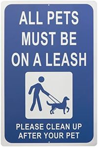 Aluminum All Pets Must Be On A Leash, Please Clean Up After Your Pet Sign (18 x 12 in)