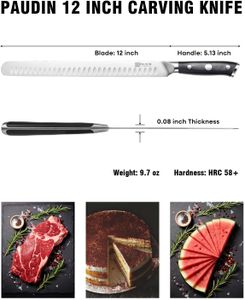 PAUDIN 12" Carving Knife – Stainless Steel Slicing Blade