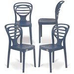 Oaknest Unboxing Furniture Supreme Oak Plastic Chair | Armless Chair For Dining Room | Bearing Capacity 120 Kgs | 6 Months Warranty (Navy Blue)| Set Of 4 Chairs