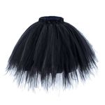 AWAYTR Womens Short Ballet Tutu Skirt - Elastic Vintage Petticoat Adult Bubble Skirt (Black,Large-X-Large)