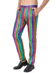 Funny World Men Sequin Pants 70s Disco Outfit, Multicolor, 38