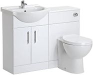 VeeBath Linx 1050 Vanity Unit Furniture Set, Wash Basin Bathroom Sink, WC, Toilet Pan, Soft Close, Quick Release Toilet Seat with Concealed Cistern-White (Flat Pack)