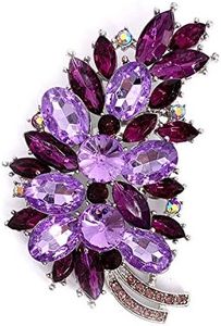 LAXPICOL Vintage Purple Austrian Crystal Flower Leaf Bouquet Clusters Large Big Brooch Pin for Women Jewerly