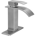 HOMEMYSTIQUE Bathroom Sink Faucet, Single Handle Single Hole Bathroom Facuet for Sink, Stainless Steel Waterfall Modern Basin Tap, Brushed Nickel