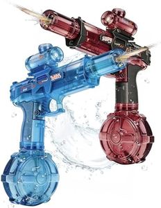 Electric Water Gun for Adults Kids 2 Pack,Automatic Watergun,Ultimate Party Beach Toy Fun Gift for Toddler,Summer Pool Game,Long Range,Rechargeable,Splashy Blaster Electric Water Guns(Pistol,Red+Blue)