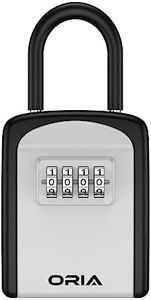 ORIA Key Lock Box for Outside, Portable Combination Lockbox, Waterproof Key Safe Box with Code, Removable Shackle, 5 Keys Capacity for Home, Outside