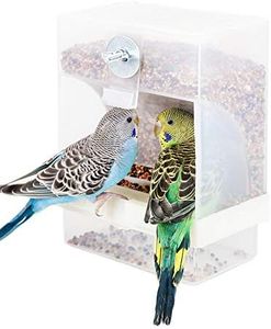 Automatic Bird Feeder No Mess for Cage Inside Birds Stuff Cage Accessories Seed Food Container for Small Brids Cockatiel Budgerigar Macaw Finch Budgie Parakeet Conure Canary Parrots Lovebird